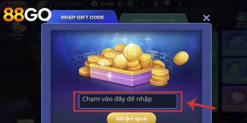 Hướng dẫn nhập mã nhận thưởng tại hệ thống 88go